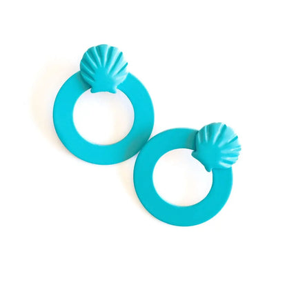 turquoise shell hoop earrings