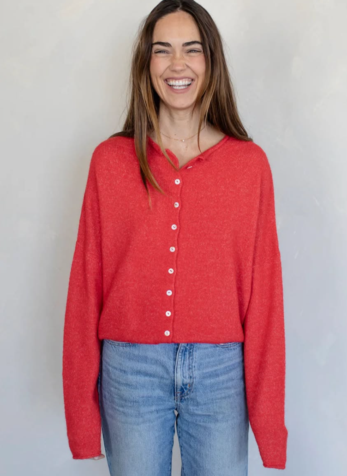 piper cozy cardigan - red