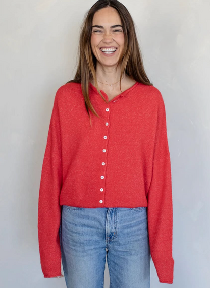 piper cozy cardigan - red