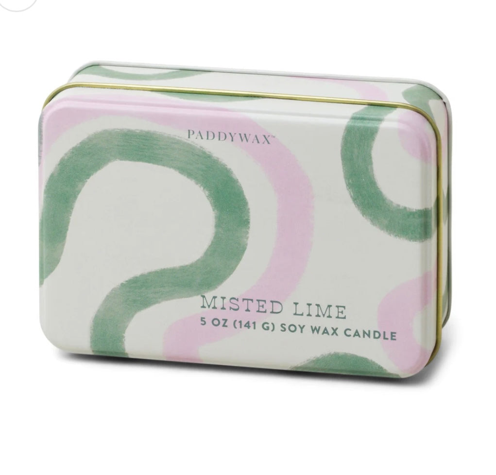 Everyday printed tin candle - misted lime