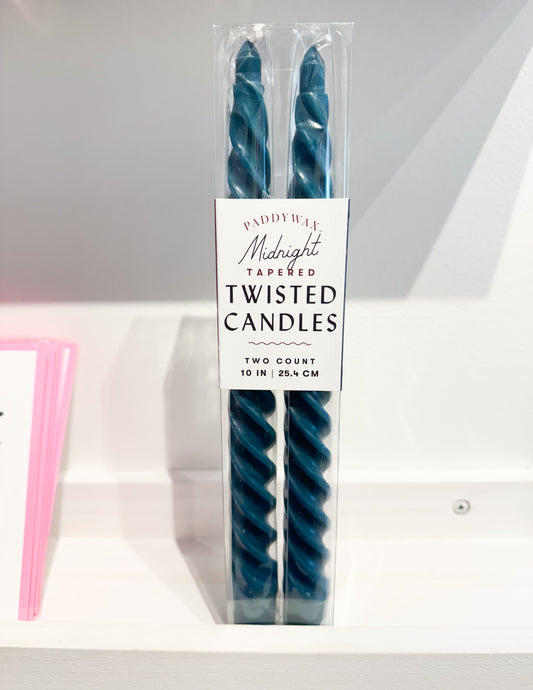 Home decor with twisted tapered candles.