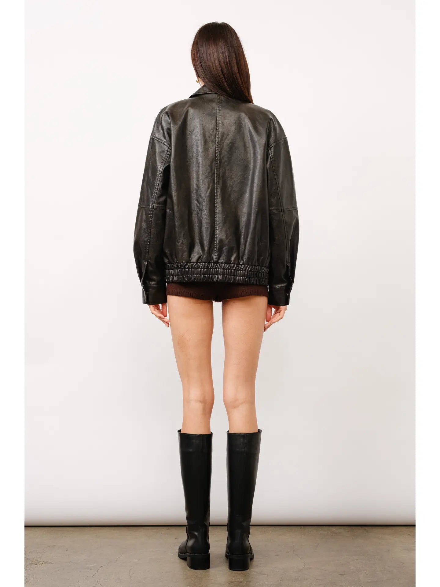 julia oversized vegan leather bomber jacket