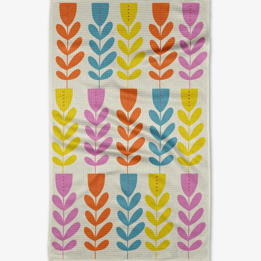 geometry tea towel - folk art tulips