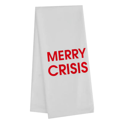 merry crisis tea towel