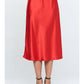 Satin midi skirt in ruby