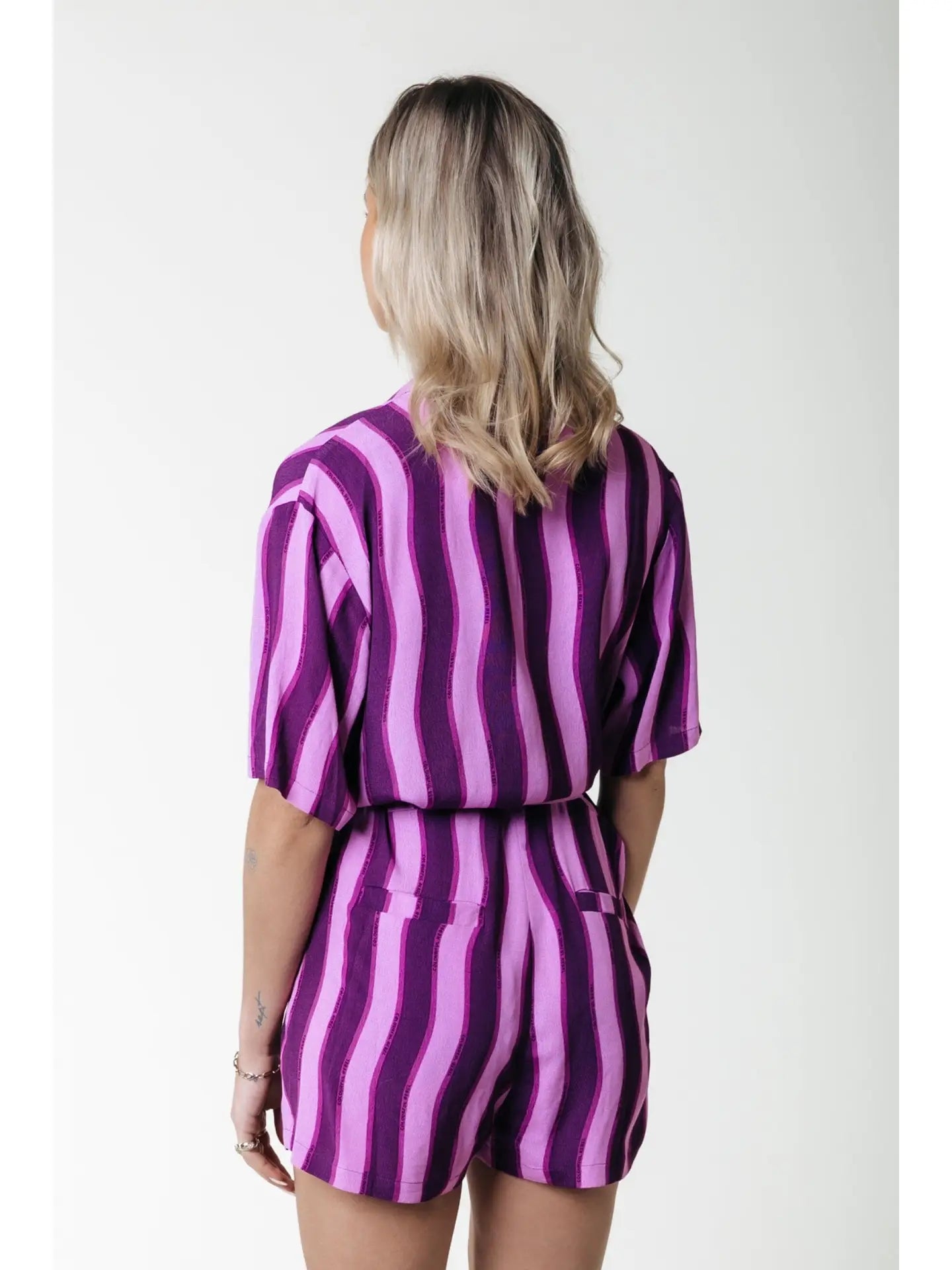 sofi purple stripes romper