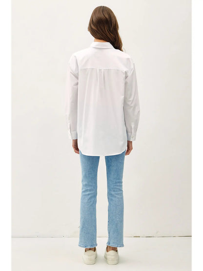 jane oversized button up shirt - white