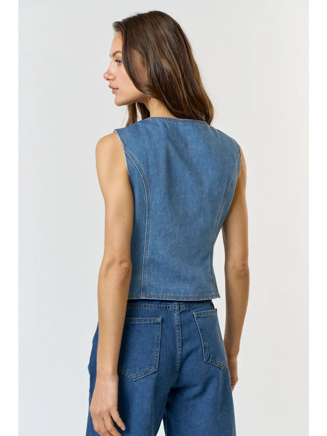 bailey denim button down vest