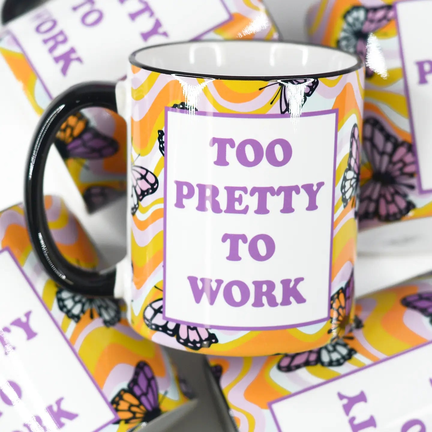 too pretty to work mug