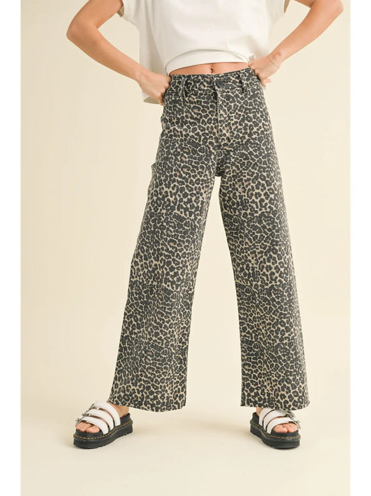 leopard animal print pants straight wide leg denim for fall 2024