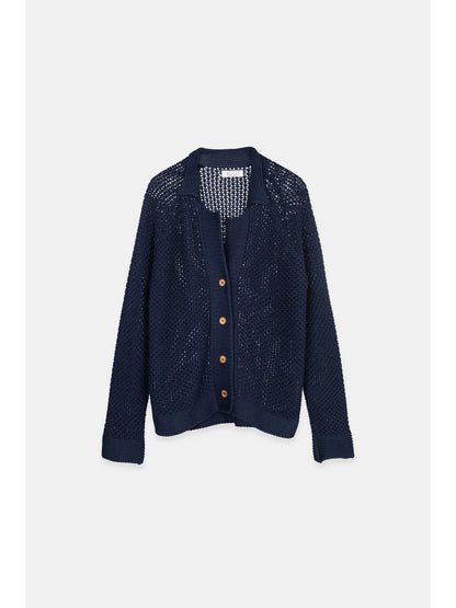 navy knit button up cardigan