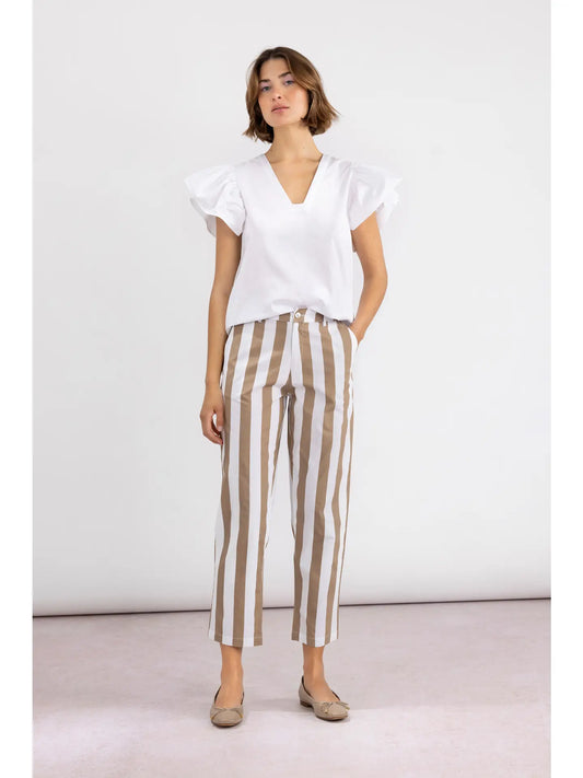 straight leg striped trousers, ankle length stripe pants, work pants, fall 2024 office outfit