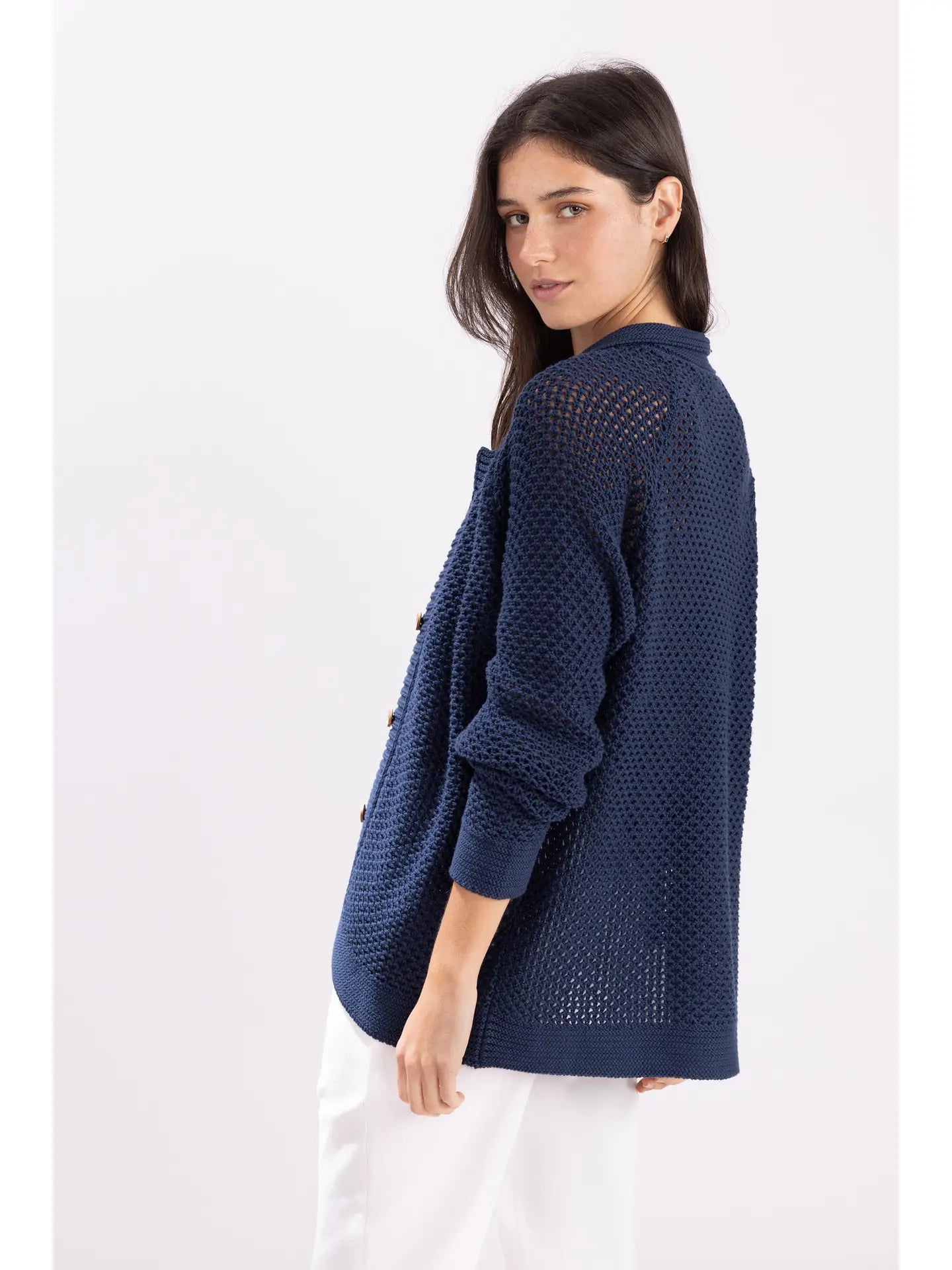 crochet knit button up cardigan, oversized knit jacket for fall 2024, transitional pieces