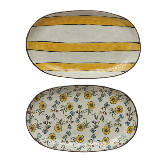 10.5" stoneware platter, 2 styles