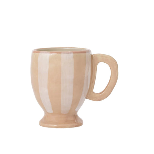 14oz striped mug - cream and white