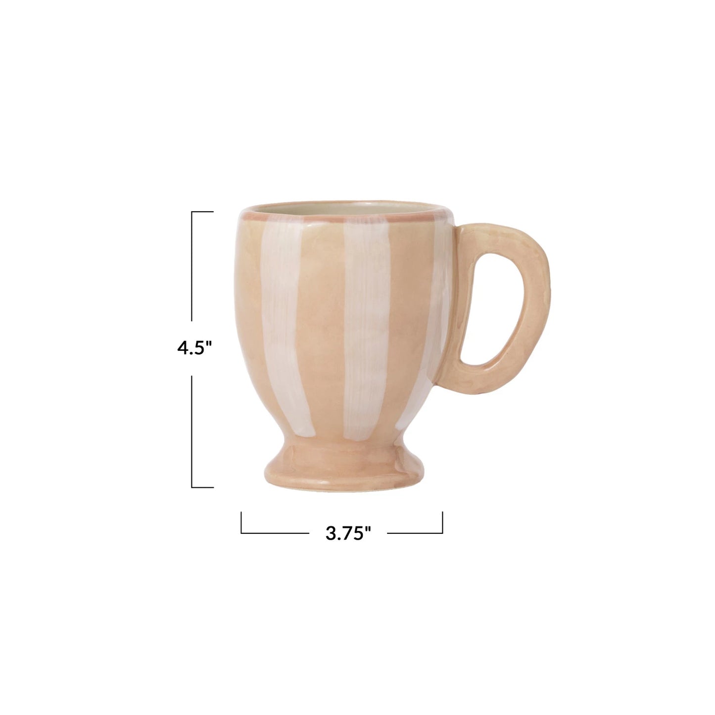 14oz striped mug - cream and white
