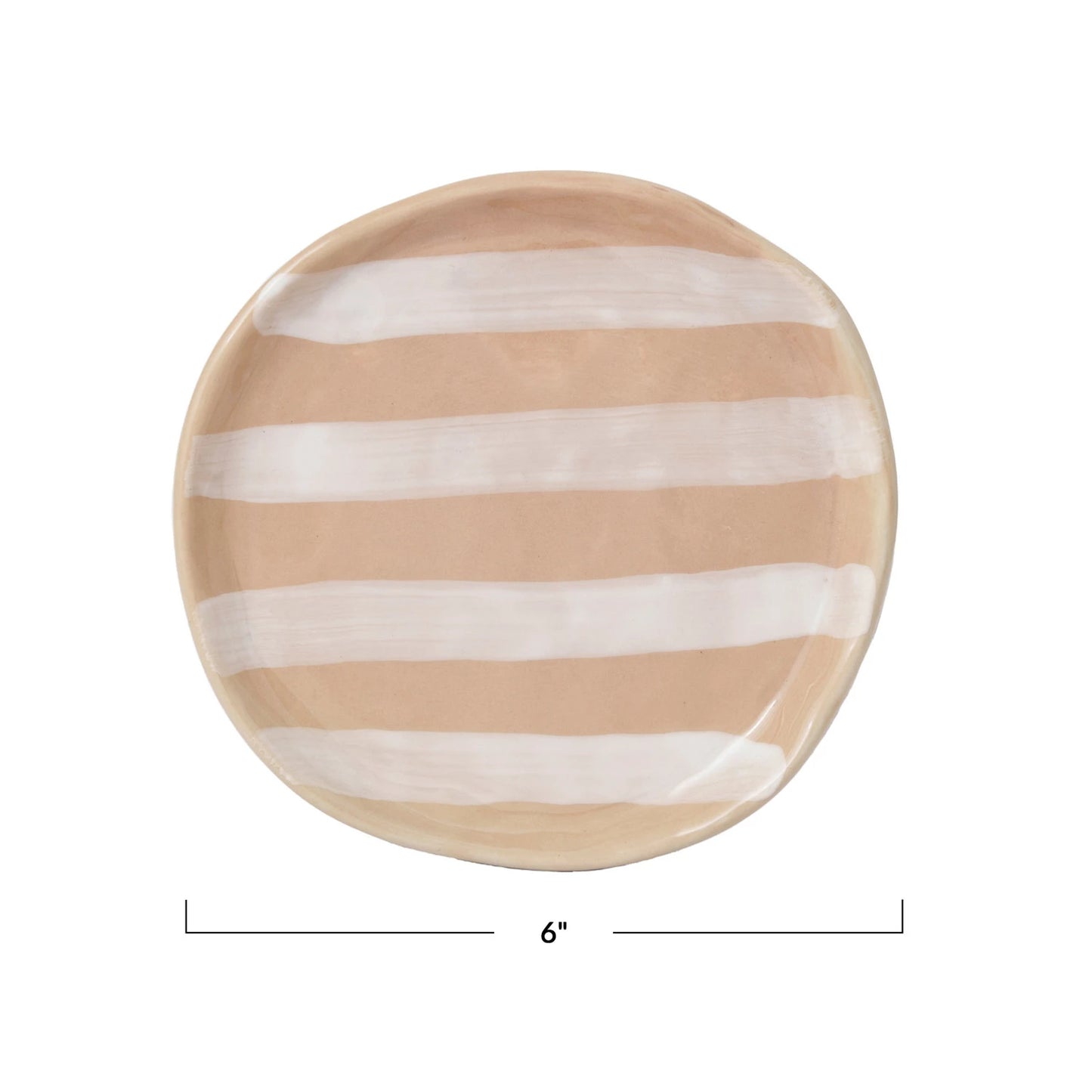 5" stripe small plate - cream and white