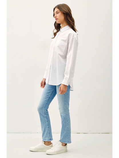 jane oversized button up shirt - white