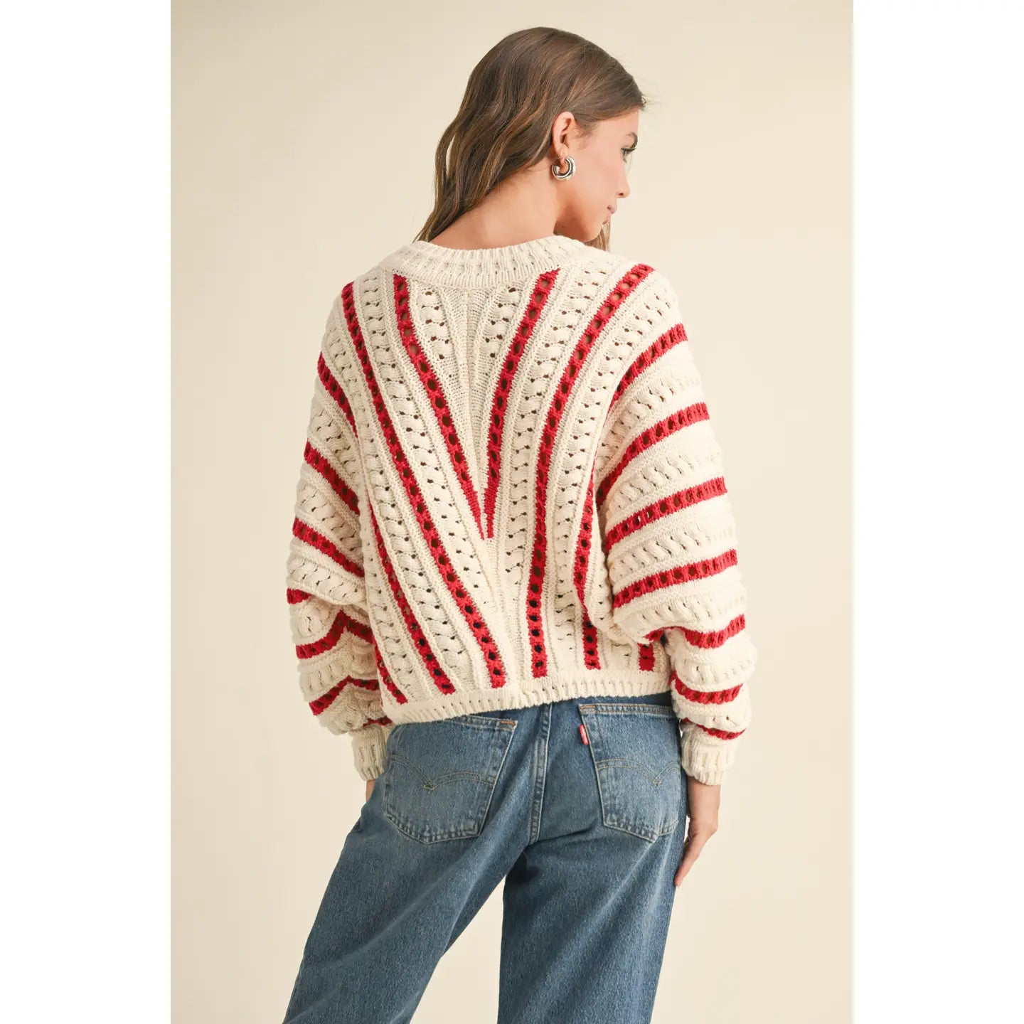 cassie striped sweater - white red