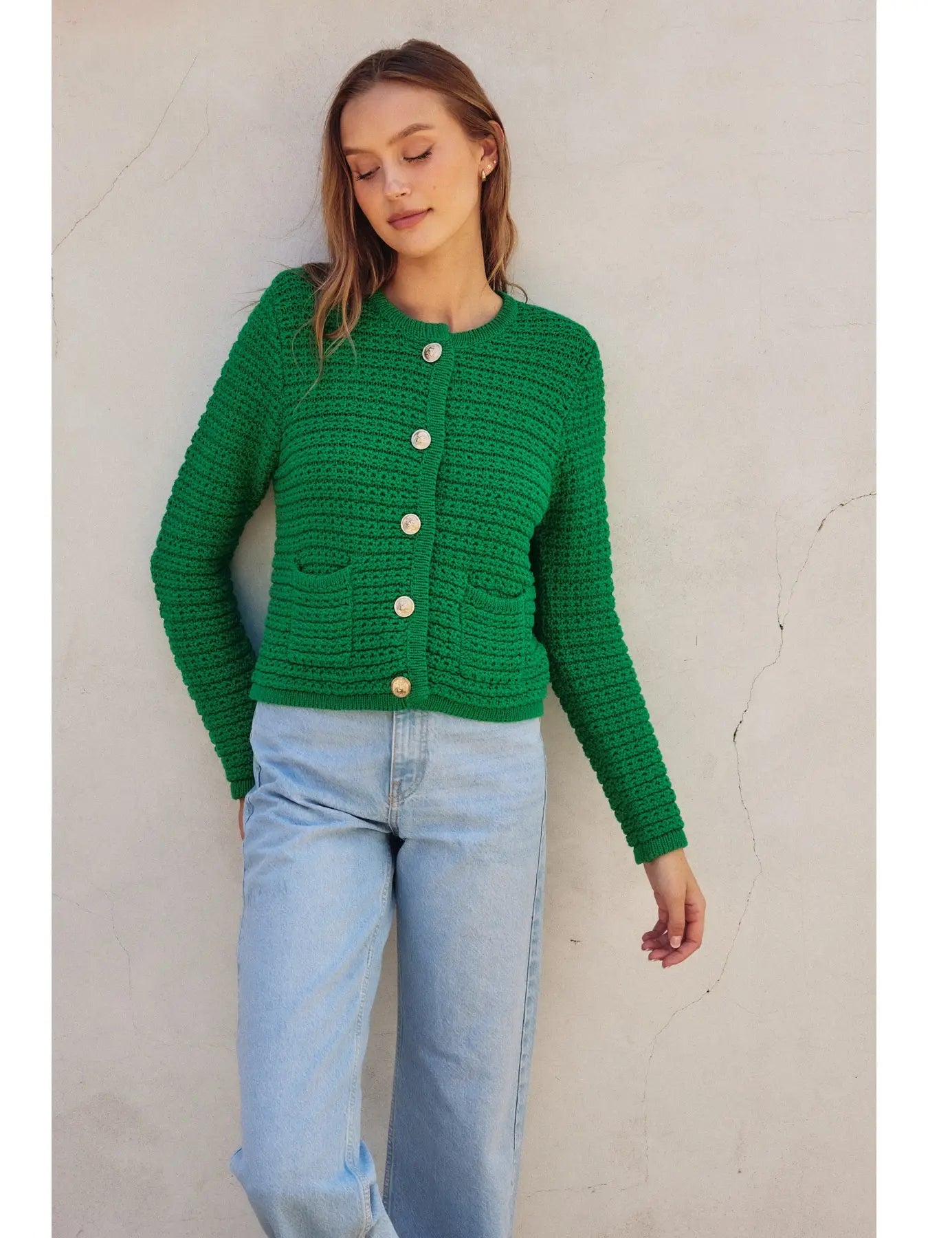 what to wear for fall, crochet button down cardigan, bright green cardigan