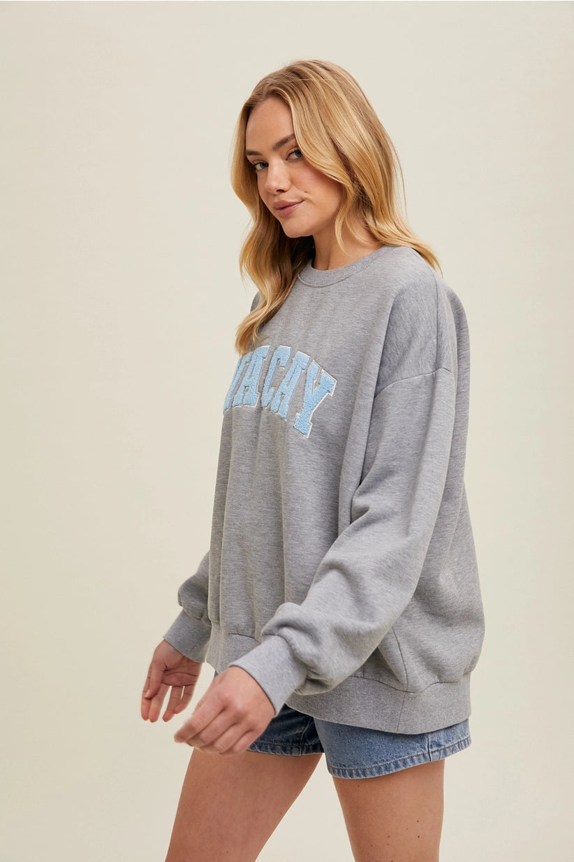 vacay patch sweatshirt - grey