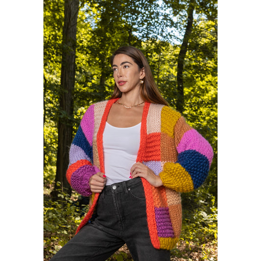 Vibrant knit oversized cardigan