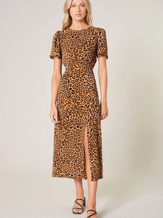 Leopard Bloom Midi Dress