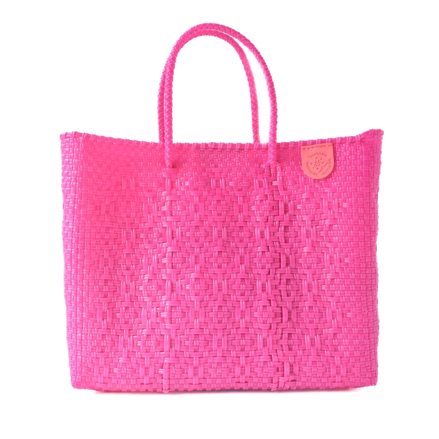 Hand Woven 100% Recycled Plastic Bag - Hot Pink