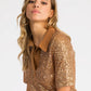 Sequin polo top in bronze