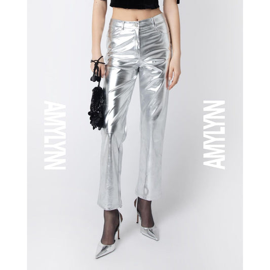 OMFG Amy Lynn silver metallic trousers