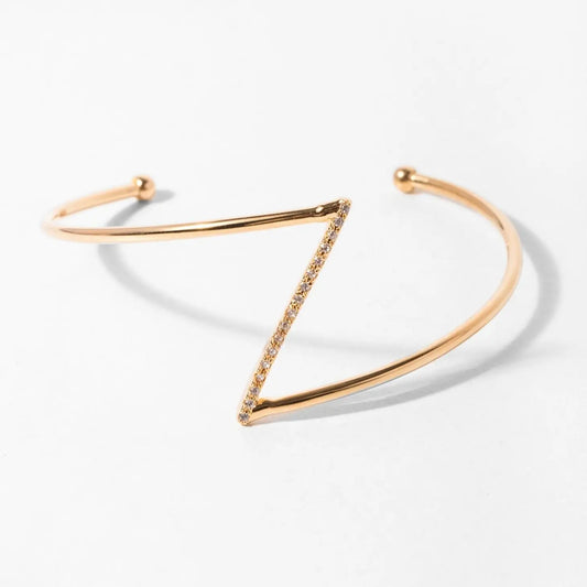 Gold Z Cuff Bracelet by SAACHI