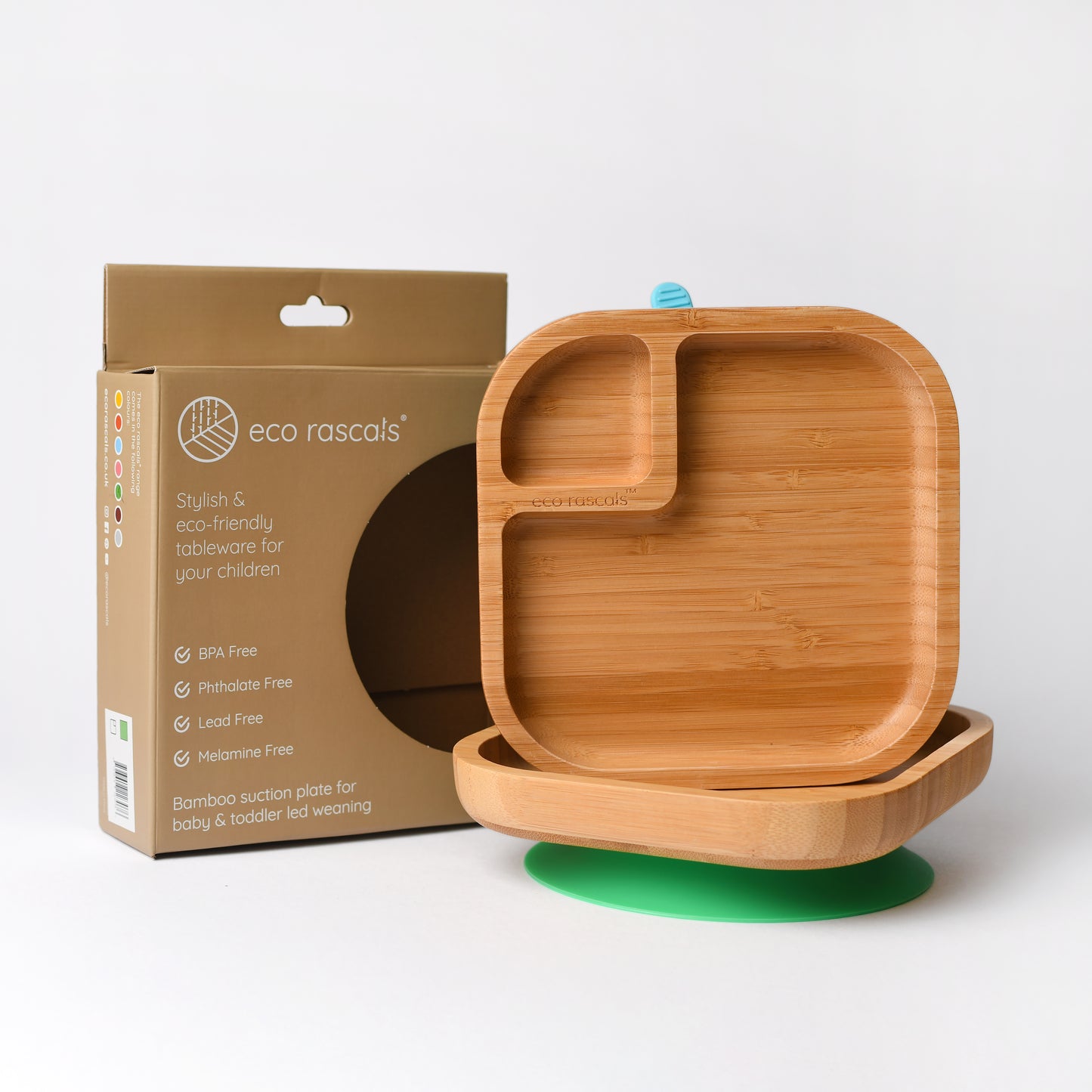Toddler eco friendly suction plate made of bamboo. Perfect for introducing new foods to your toddler.