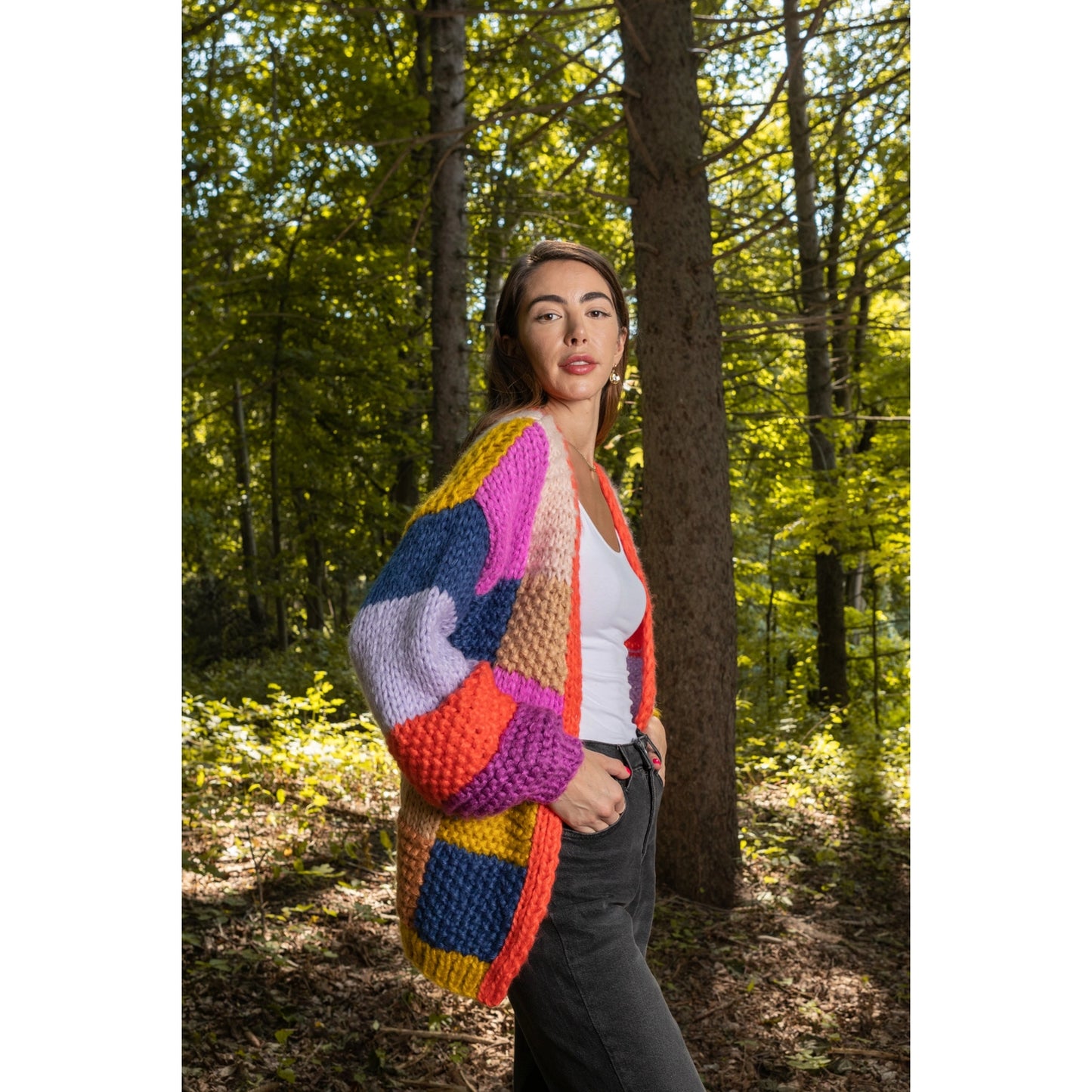 Vibrant knit oversized cardigan