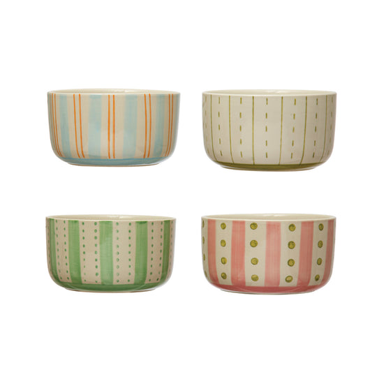 Hand Painted Stoneware Bowl - 4 color options