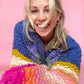 ‘Colorful closet’ hand knit cardigan