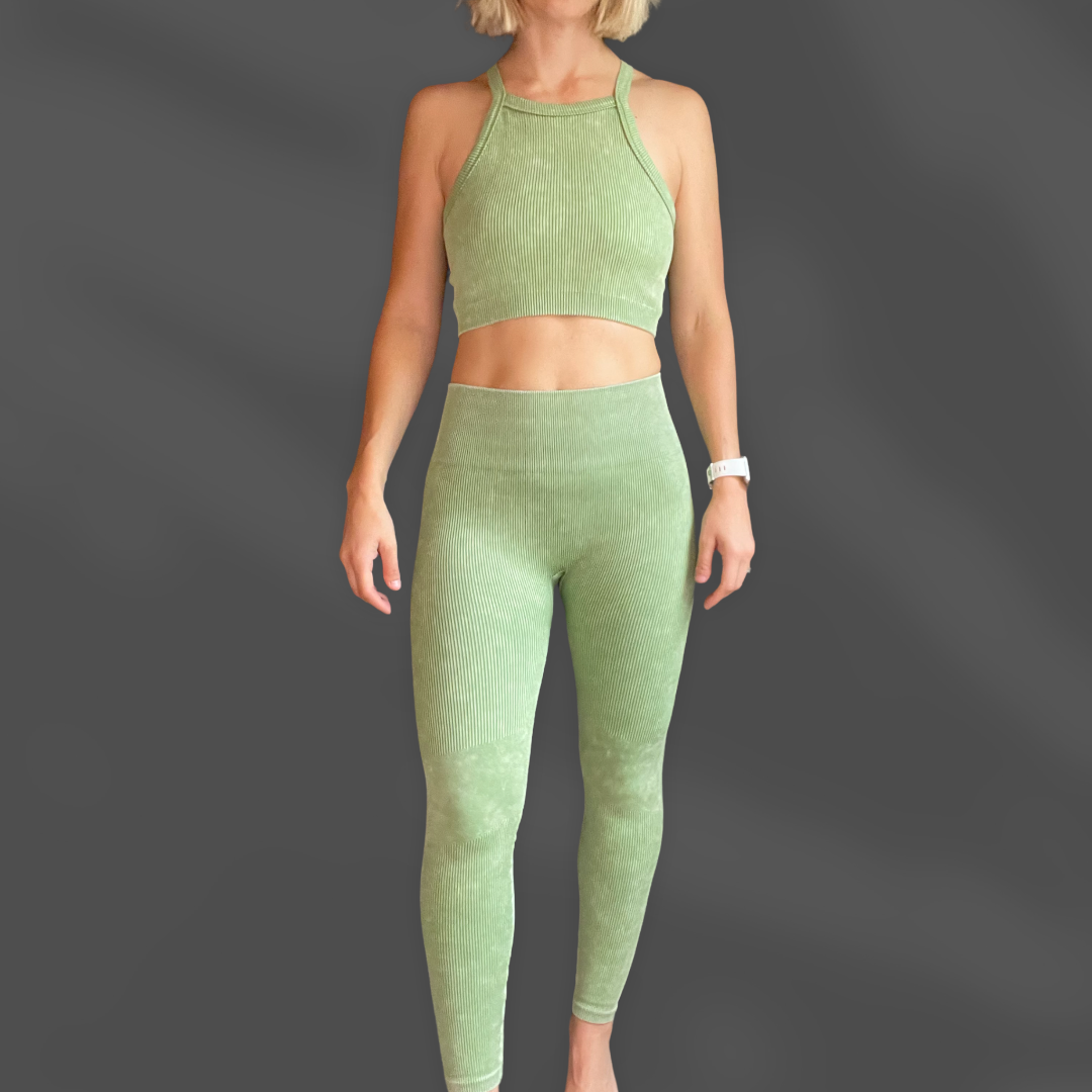 ACTIVE AF seamless ribbed leggings in light green