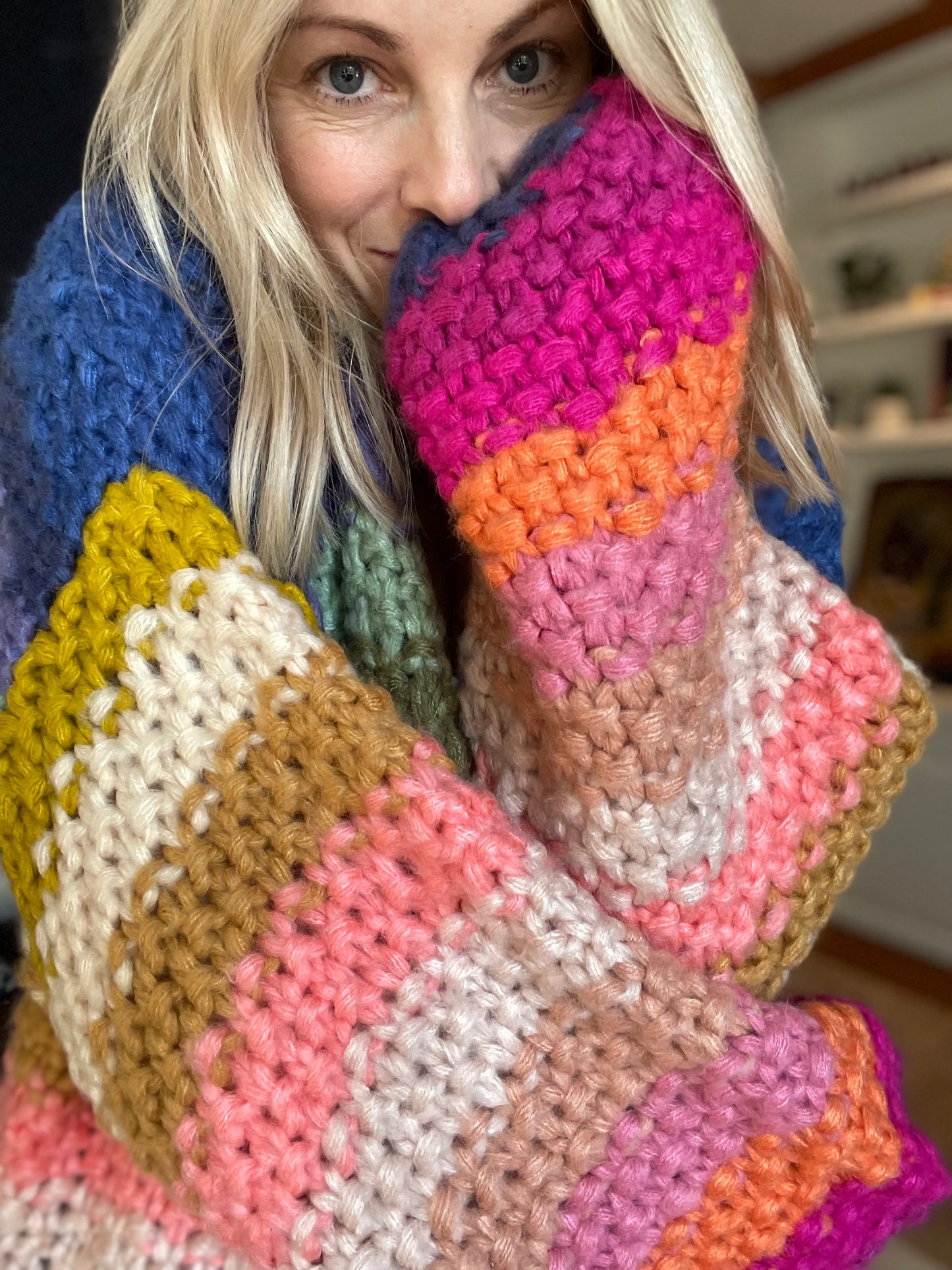 ‘Colorful closet’ hand knit cardigan